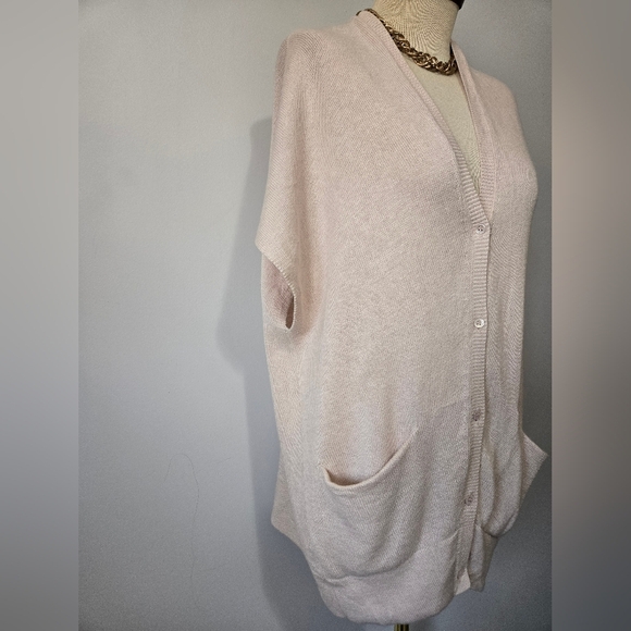 THEORY Cashmere Cotton Pale Pink Oversized Sleeveless Sweater with Pockets.Small - Picture 4 of 11